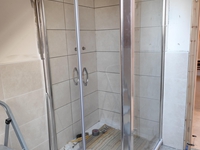 Das Bild zeigt die Duschecke am 28. März