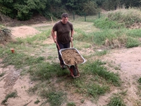 22.8.25: Der Kampf geht weiter. Drei Tonnen Erde werden bewegt zur Aufschüttung